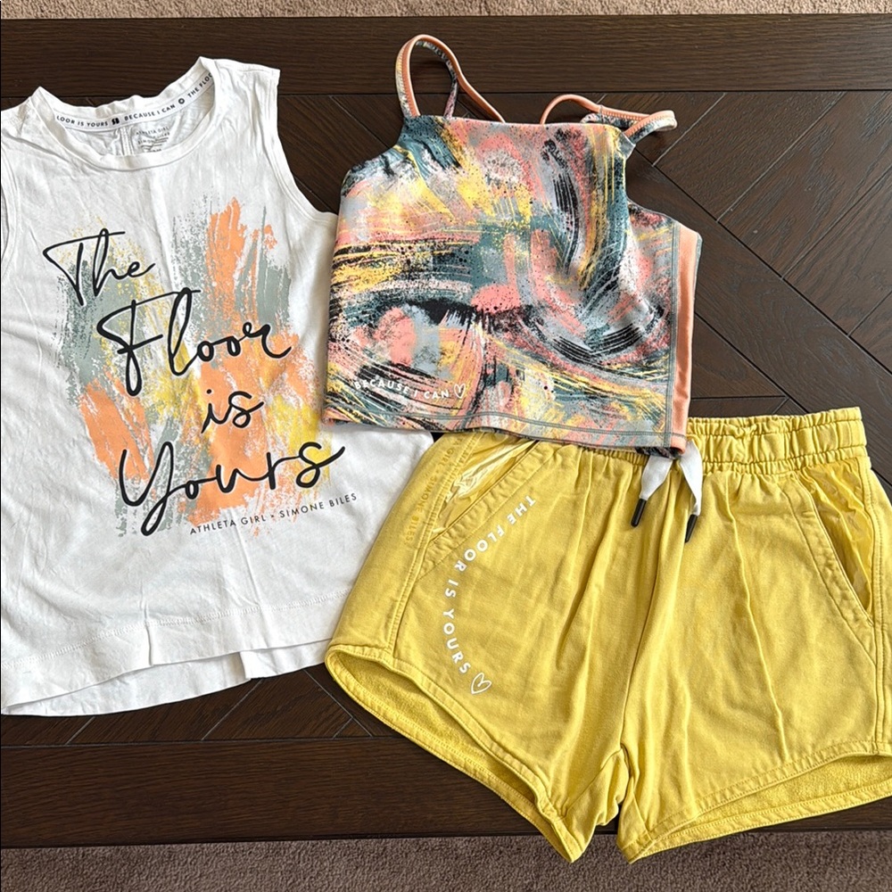 Athleta Girl x Simone Biles M/8-10 The Floor is Yours/Because I Can Short Set